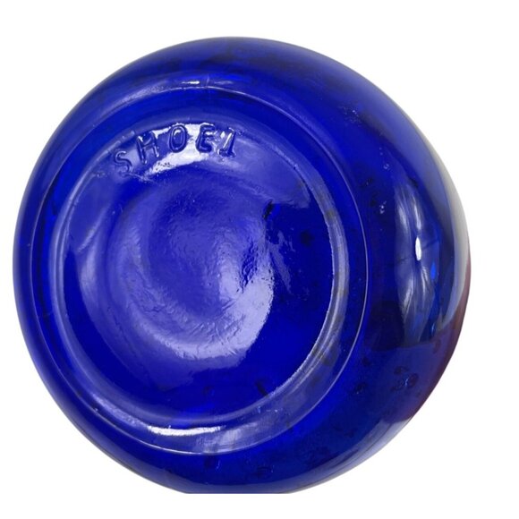 Shoei Cobalt Blue Glass Bottle Embossed Smash & Light Design Cork Stopper - Picture 8 of 10